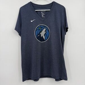 Minnesota Timberwolves T Shirt Women XL Blue Short Sleeve Nike V Neck Athletic